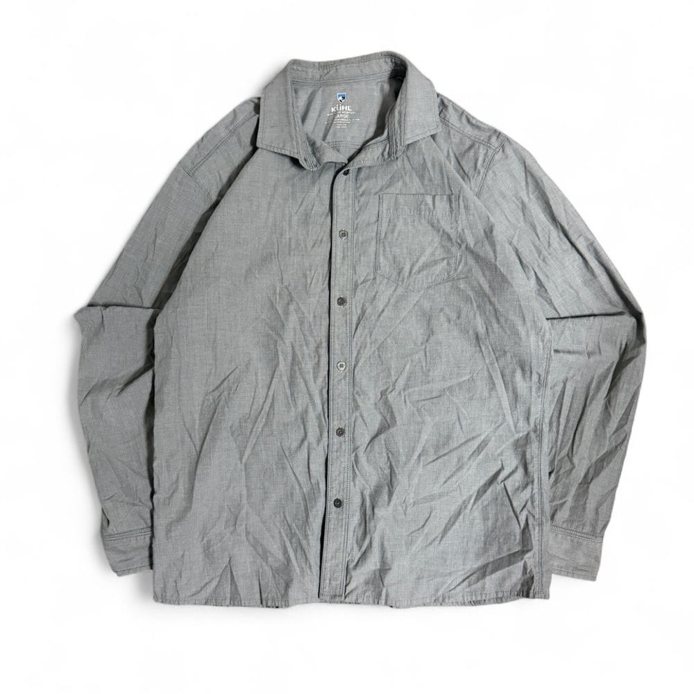 Kuhl Outdoor Hiking Long Sleeve Gray Mens L Button Up Shirt Casual Active Pocket